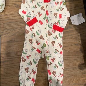 Burt's Bees Baby Cream and Red Holiday Footie